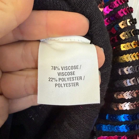 Tanya Taylor XS Multicolor Sequin Stripe Midi Dress Sleeveless Black Knit Lining - Picture 5 of 7